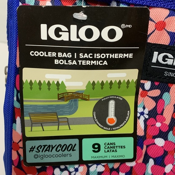 Igloo Insulated Collapsible Cooler Bag Blue Floral NWT - Picture 6 of 11